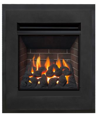 Harman XXV in Majolica Brown on stone hearth pad